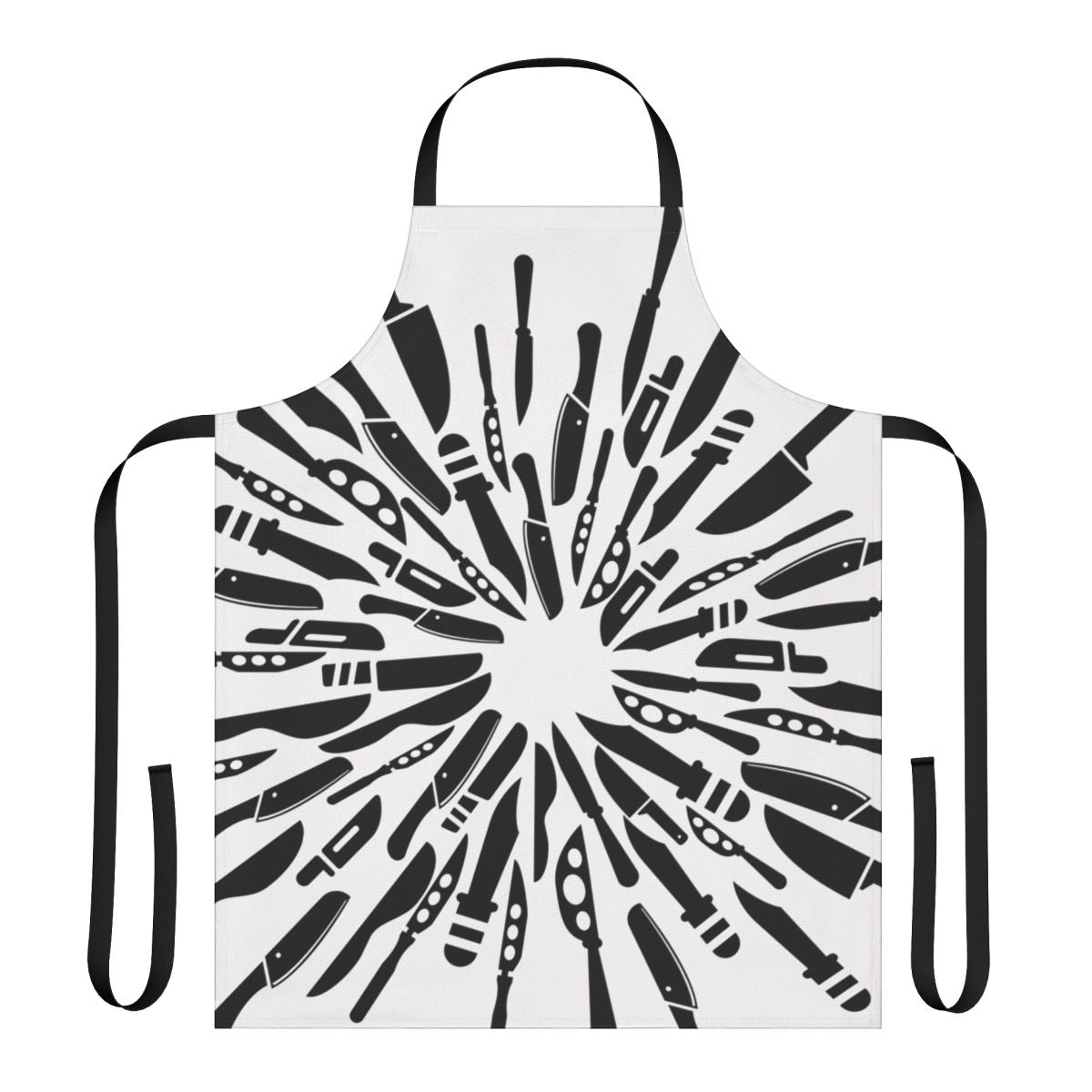A cooking apron featuring a "Knives Out" inspired design with a donut hole pattern and character names.