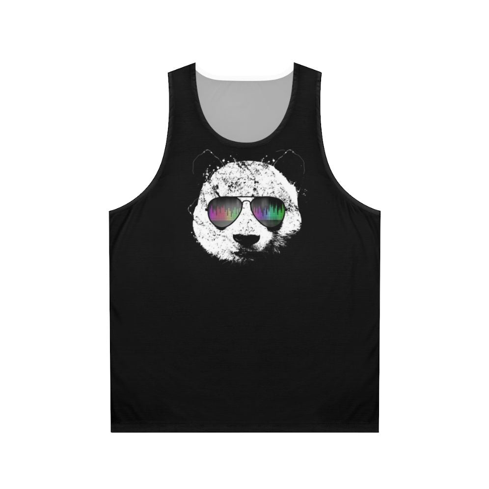 Cool panda wearing sunglasses on a unisex panda tank top