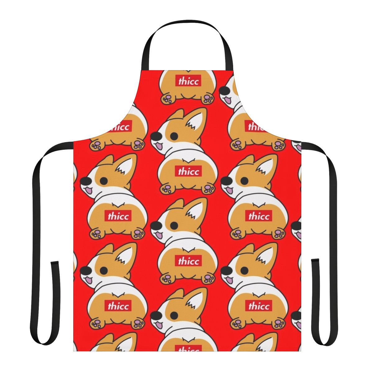 Corgi butt-themed cartoon apron with a playful and humorous design