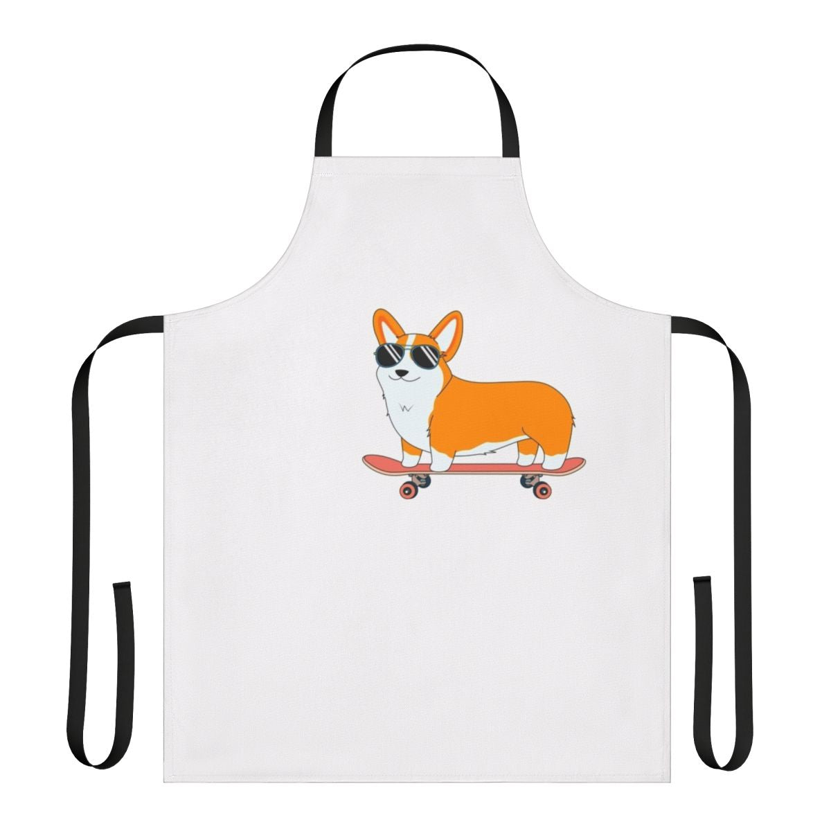 Corgi Skate-Inspired Apron with Vibrant Digital Vector Art Design