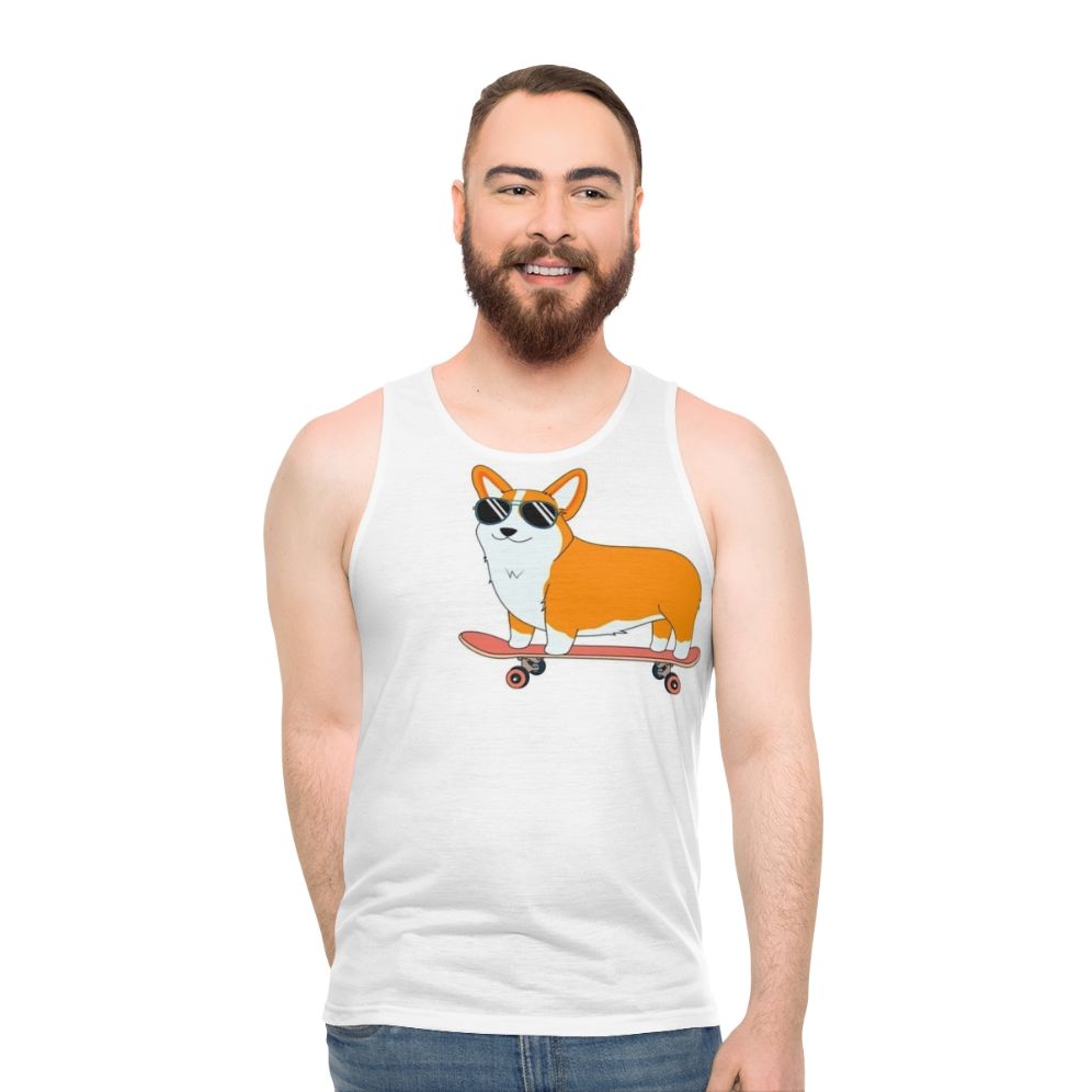 Corgi Skate Unisex Tank Top