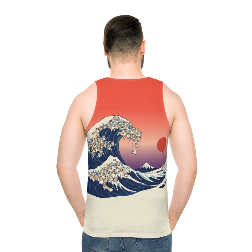 Corgi wave Japanese art unisex tank top