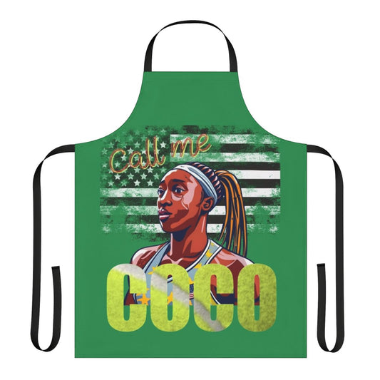 Cori Gauff inspired apron featuring tennis ball, racket, and "Girl Power" design