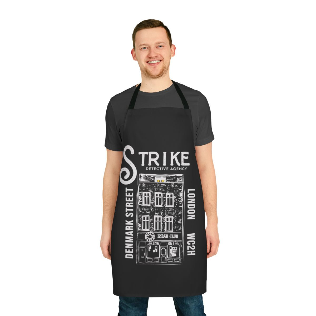 Cormoran Strike inspired apron with a detective mystery theme