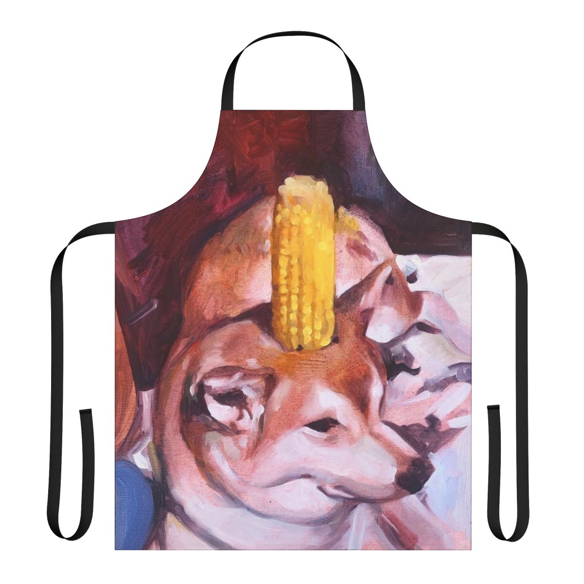 Corn dog themed apron with meme-inspired design