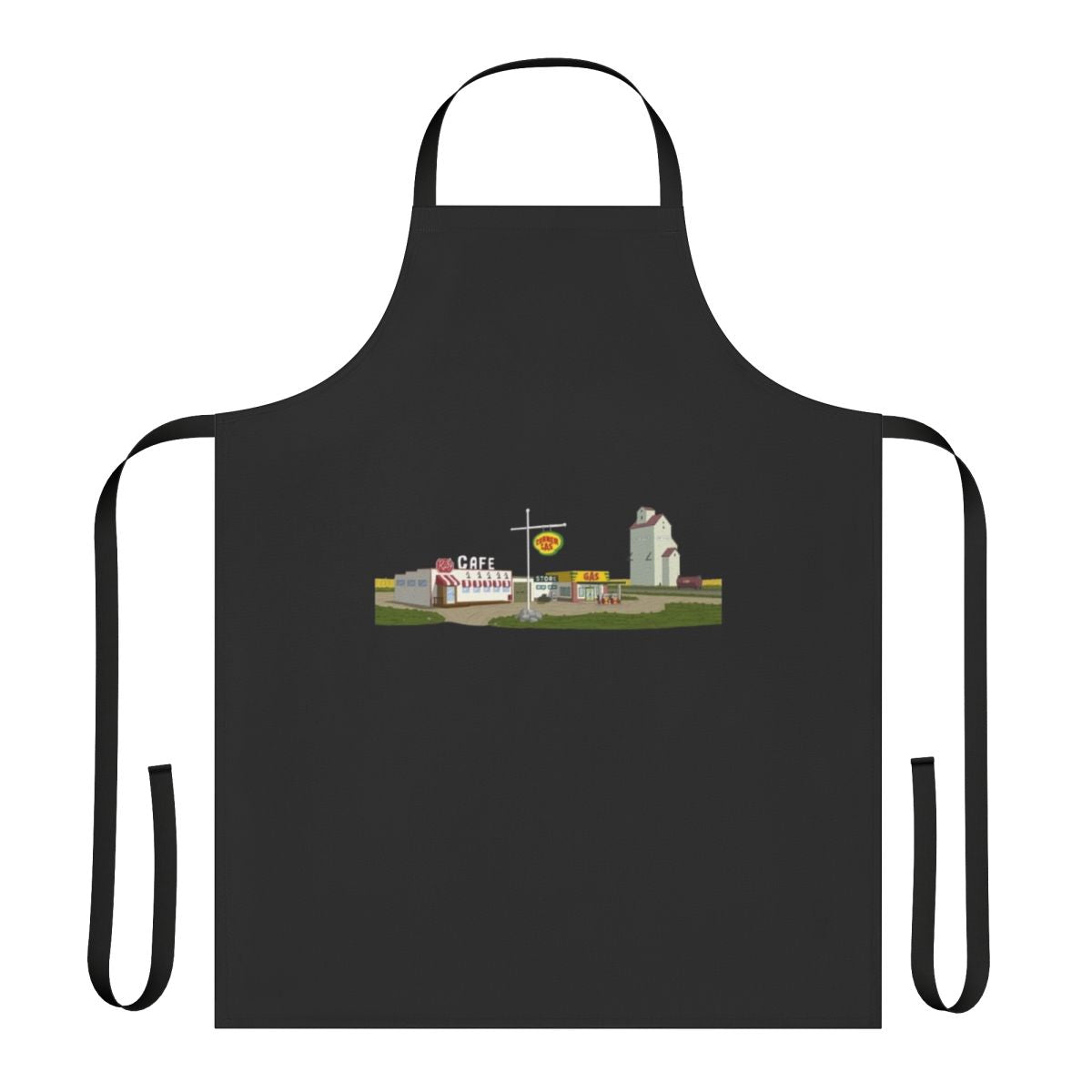 Corner Gas themed apron featuring the iconic logo and characters