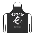 Coroner band-inspired apron featuring band members and album artwork