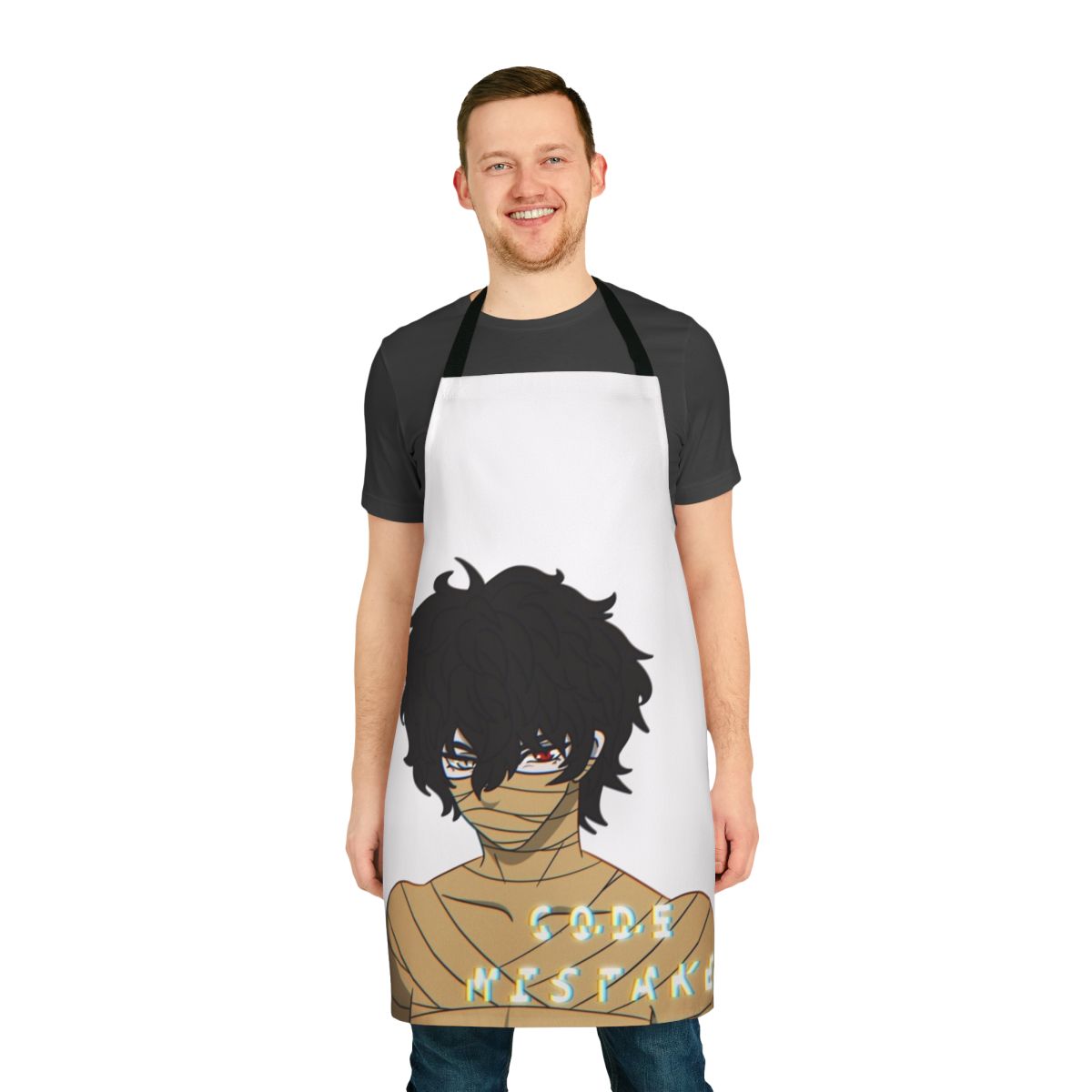 Corpse Husband inspired cooking apron with an anime peeker design