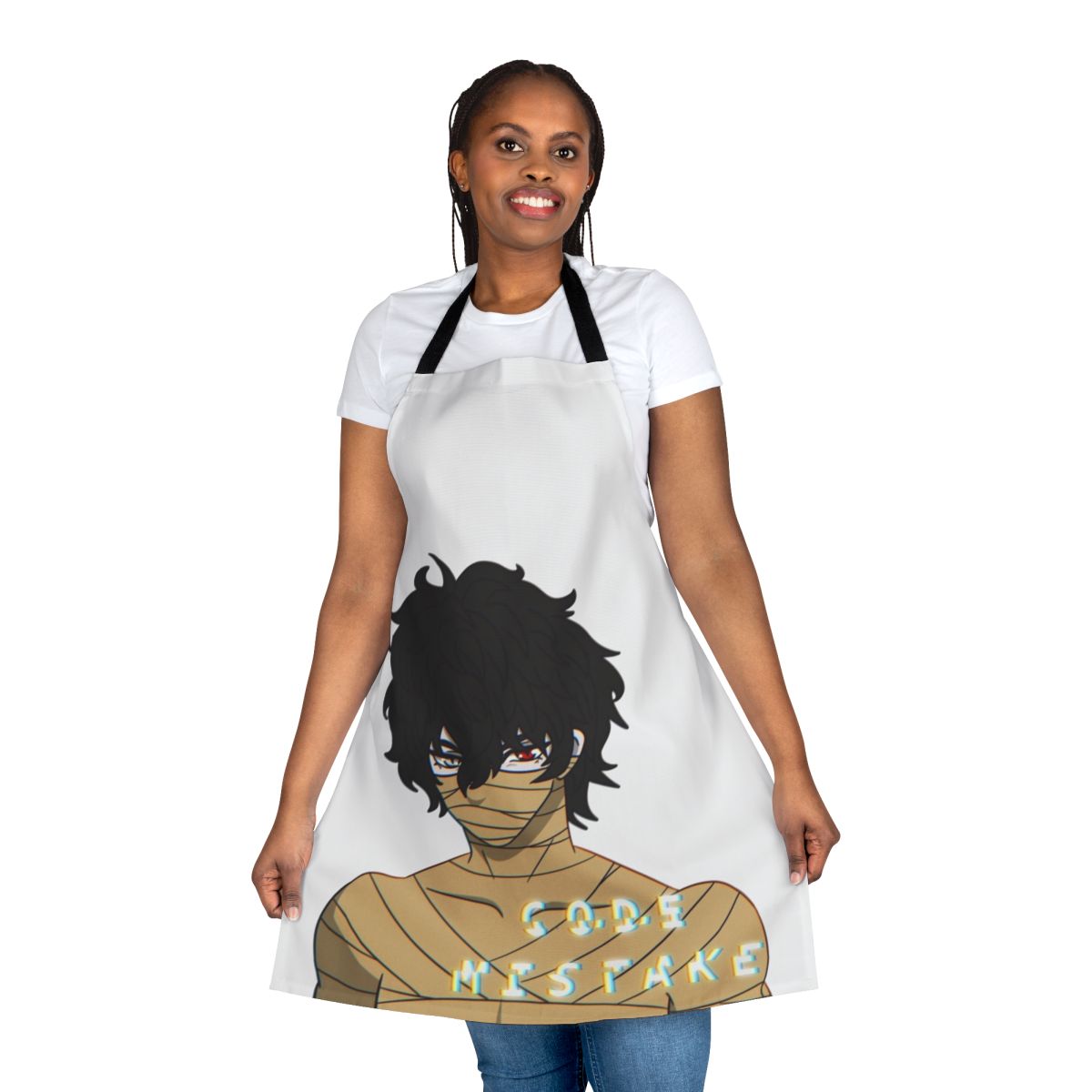 Corpse Husband inspired cooking apron with an anime peeker design