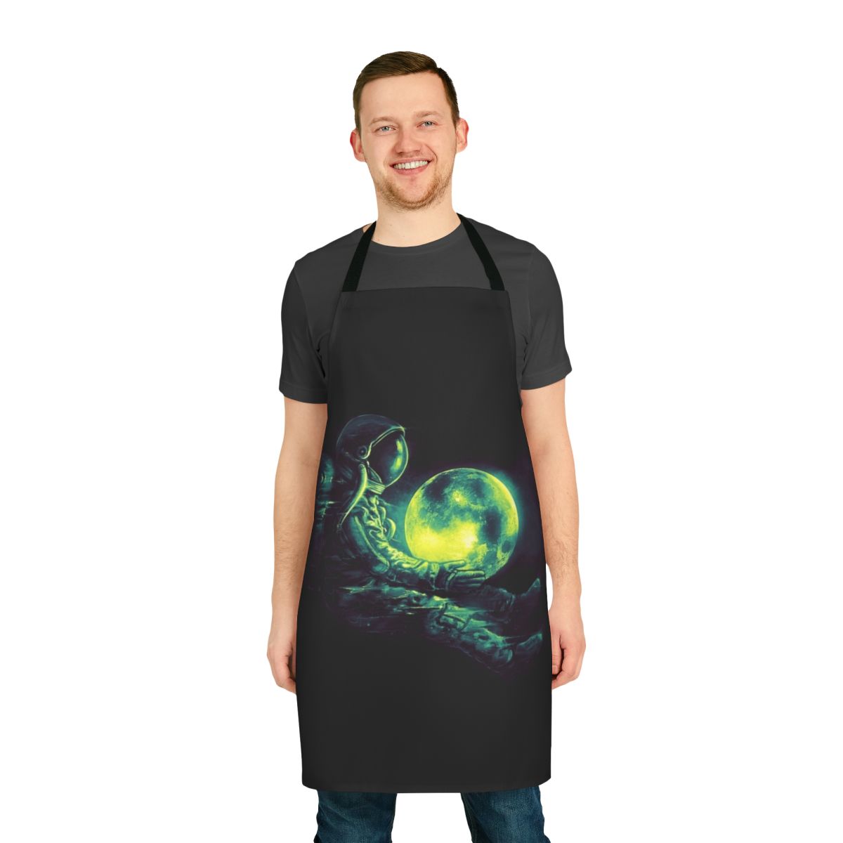Stylish moon-themed apron for space enthusiasts and sci-fi lovers