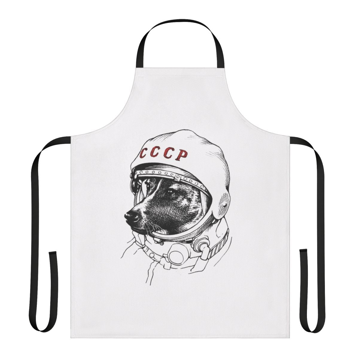 Apron featuring a colorful space traveler dog design