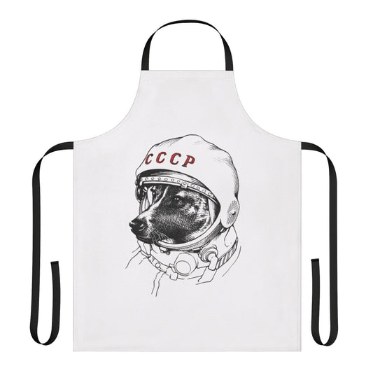 Apron featuring a colorful space traveler dog design