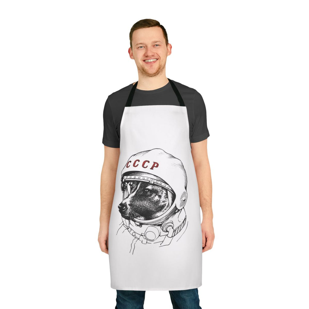 Apron featuring a colorful space traveler dog design