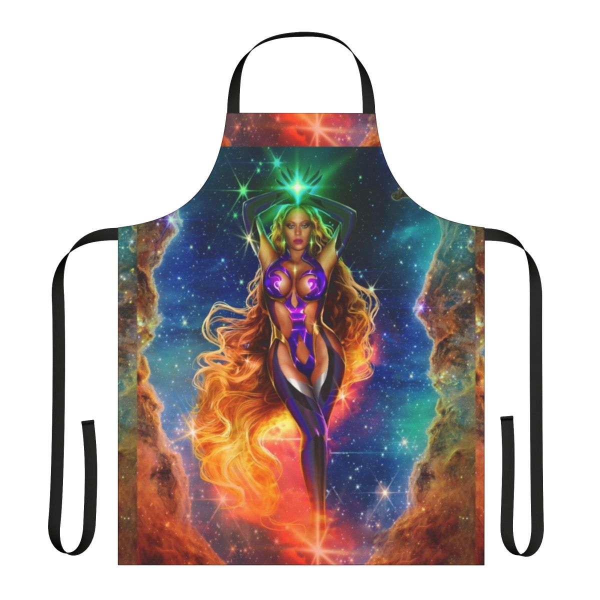 Vibrant Alien-Themed Apron with Cosmic Patterns