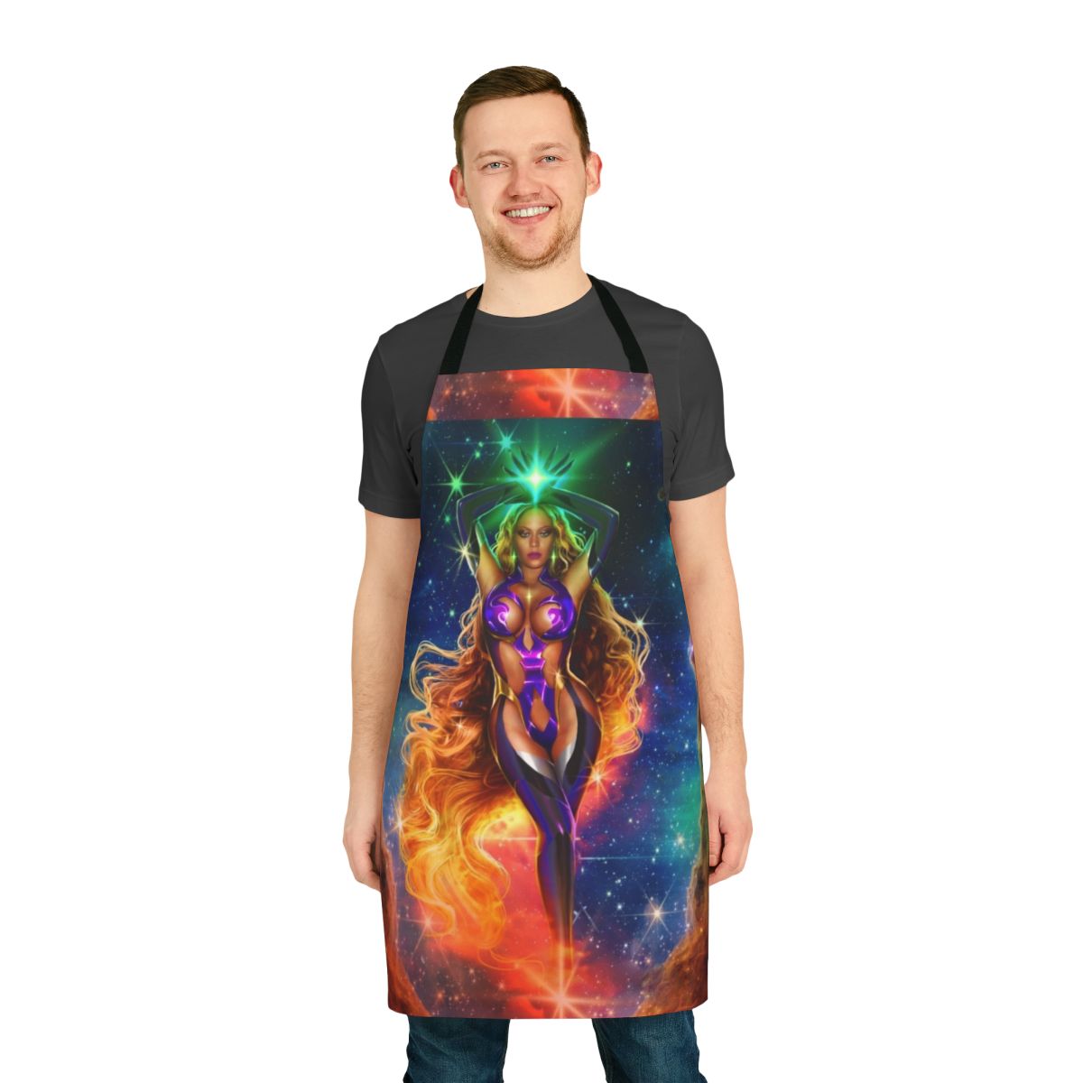 Vibrant Alien-Themed Apron with Cosmic Patterns