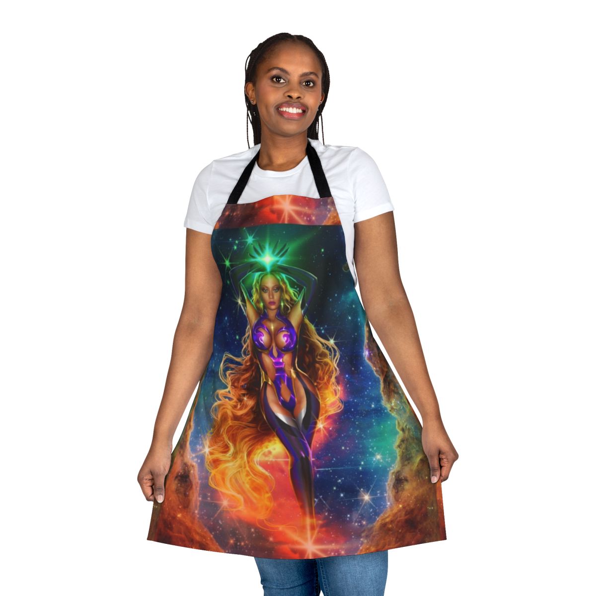 Vibrant Alien-Themed Apron with Cosmic Patterns