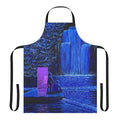 Cosmic apron with a surreal night falls design featuring an astronaut, waterfall, and celestial elements