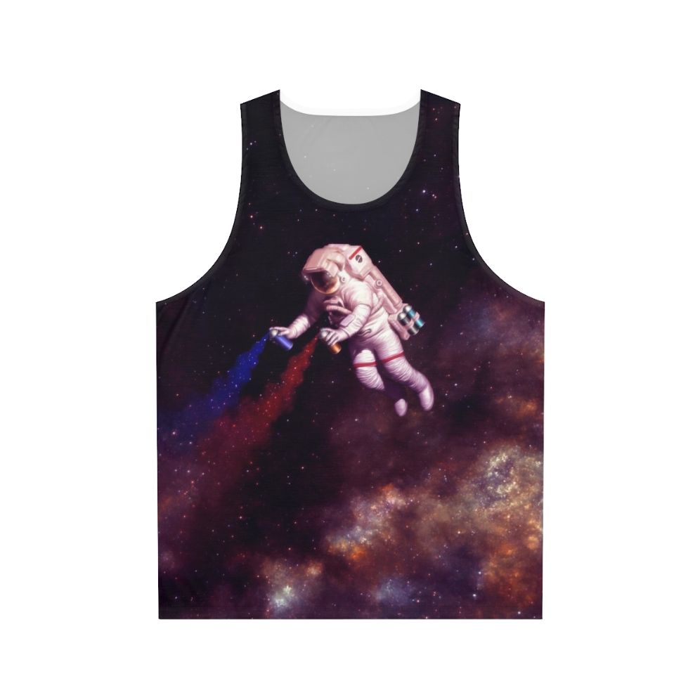 Unisex tank top featuring a cosmic astronaut artist design
