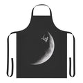 Graphic design of an astronaut skateboarding on the moon against a backdrop of stars and the galaxy