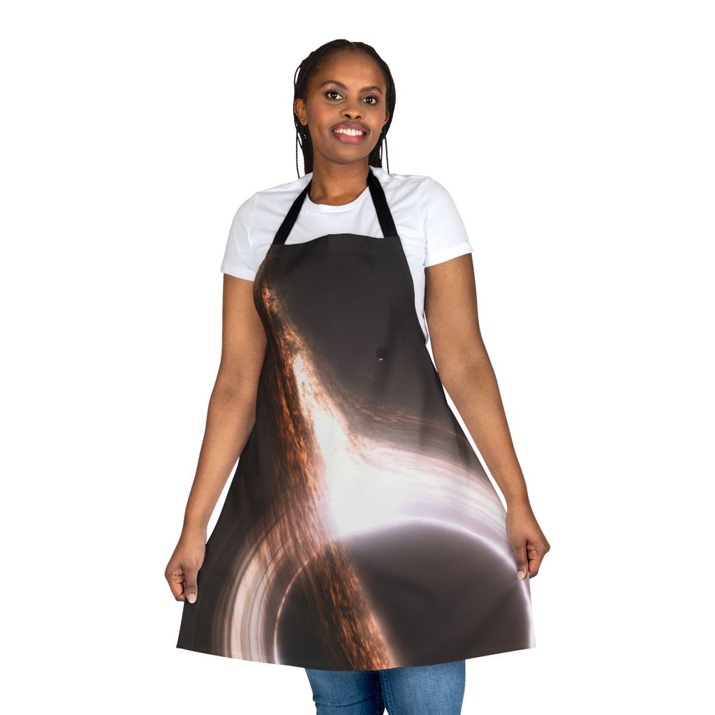 Black hole event horizon apron with stars and galaxies in the background