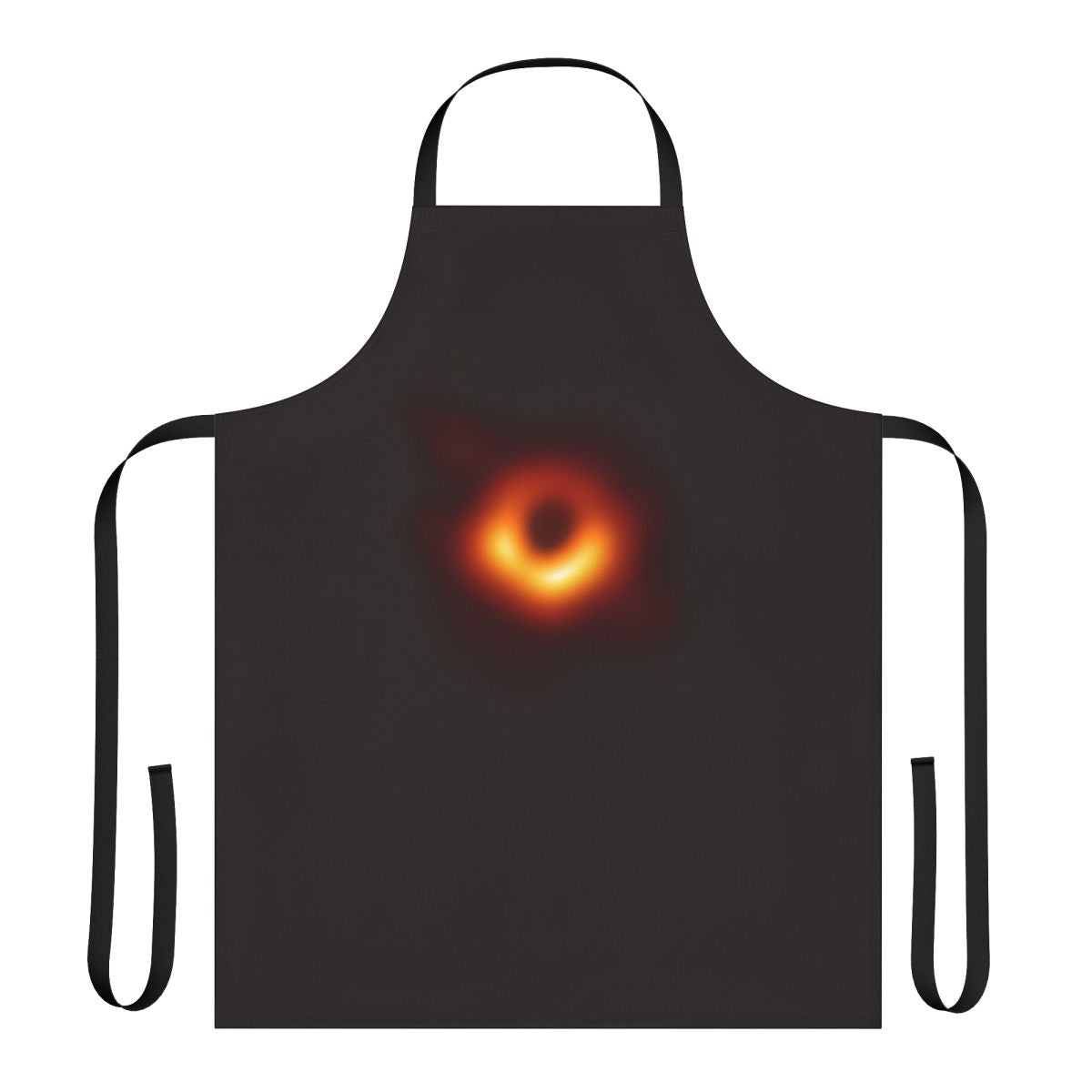 Black hole kitchen apron with galaxy and cosmic design