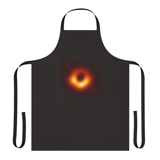 Black hole kitchen apron with galaxy and cosmic design