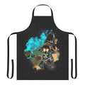 Cosmic-themed apron featuring a stylized black mage silhouette from the Final Fantasy video game series.