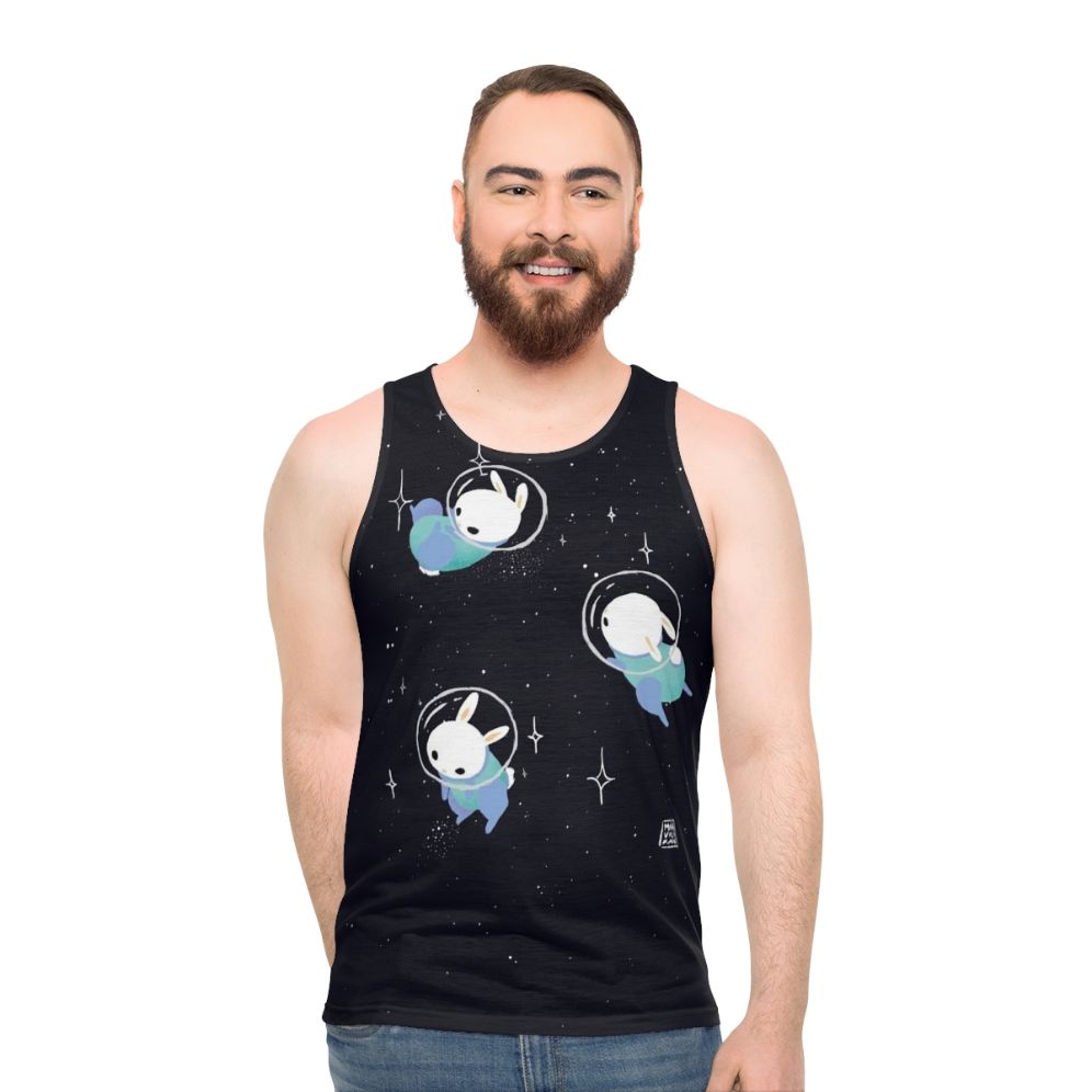 Cosmic Bunny Unisex Tank Top with Galaxy-Inspired Design