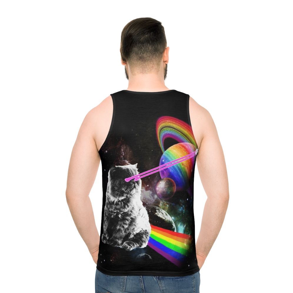 Cosmic cat in a galaxy tank top