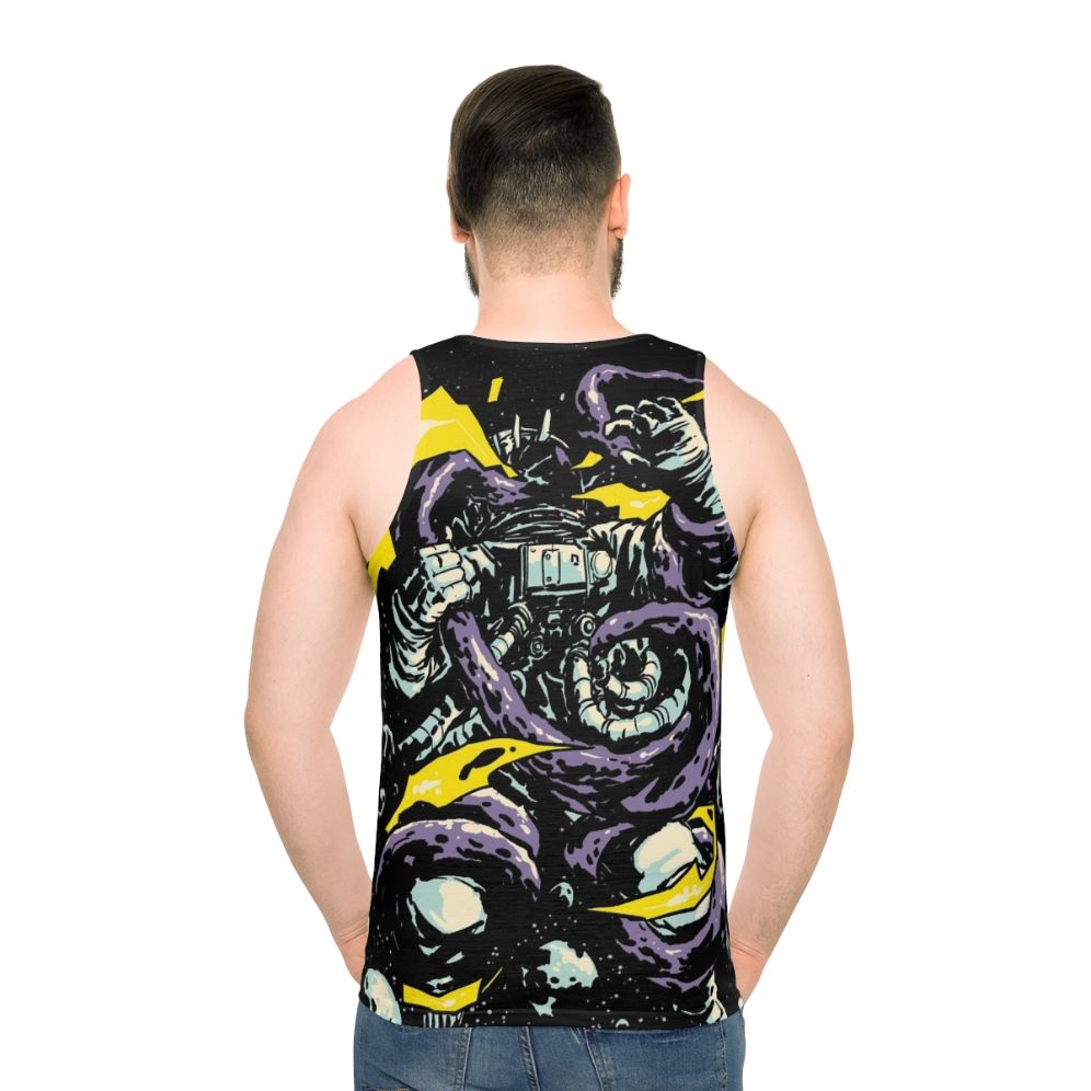Unisex space trap tank top with cosmic design