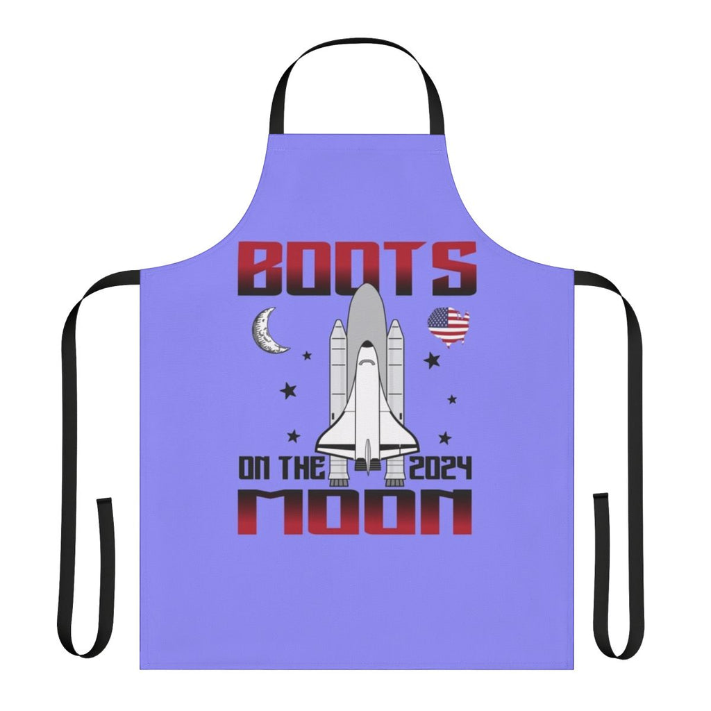 Apron featuring a humorous space-themed design with astronaut boots on the moon