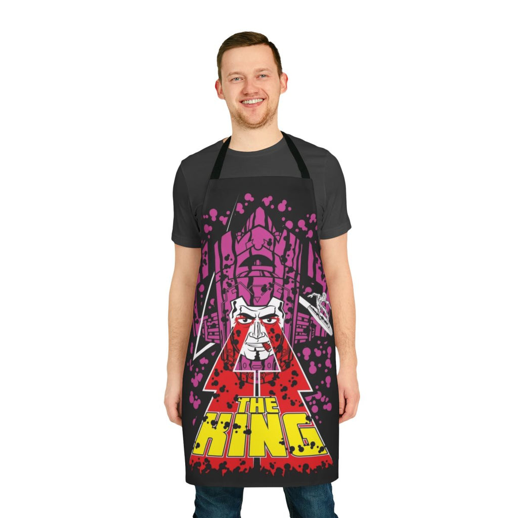 Cosmic comics inspired apron featuring characters and designs by Jack Kirby and Stan Lee