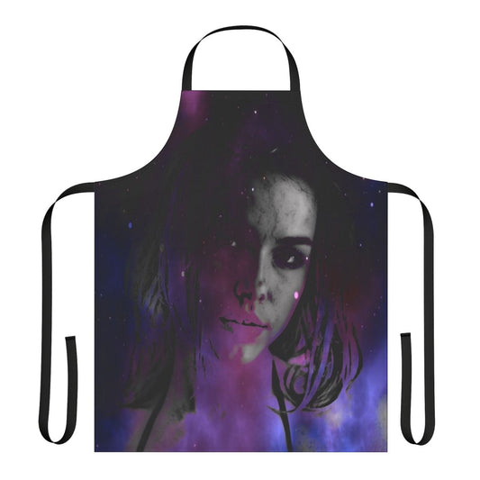 Cosmic Conscious Apron featuring a design with stars, galaxies, and nebulae