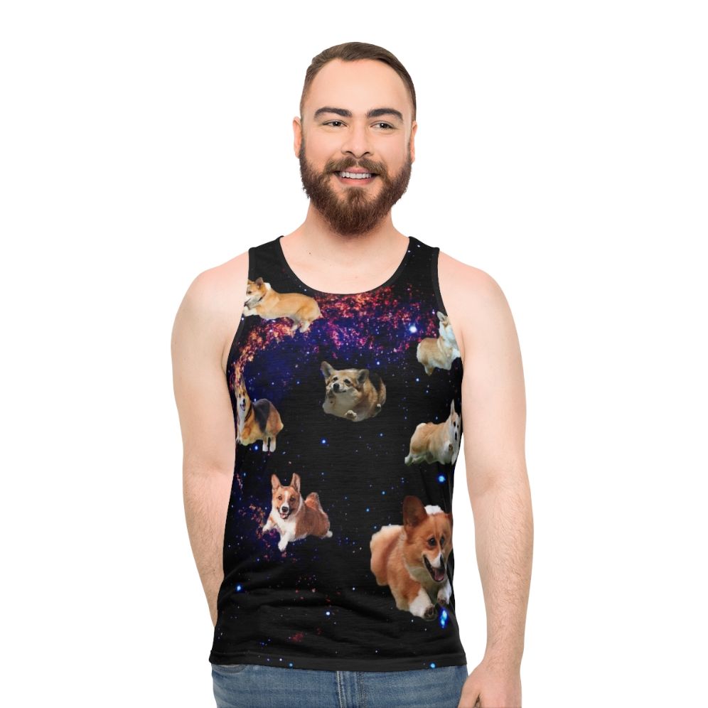 Cosmic Corgi Unisex Space Tank Top