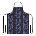 3D illustration of a cosmic, neon-colored coyote or wolf-like creature on an apron