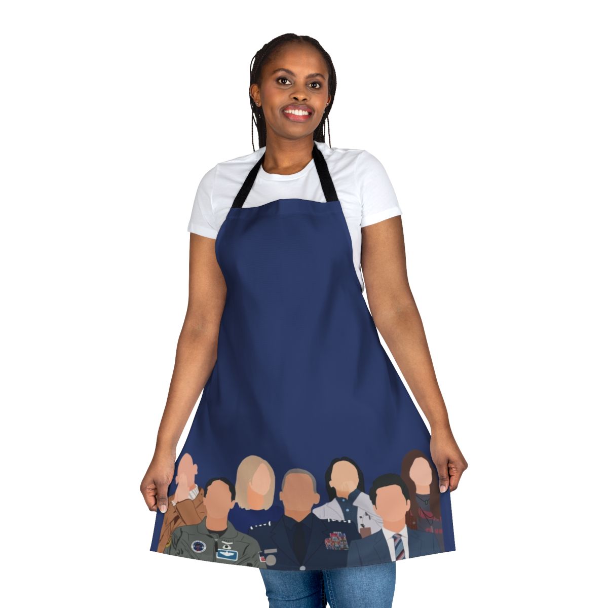 Stylish space-themed apron with "Cosmic Crew" design