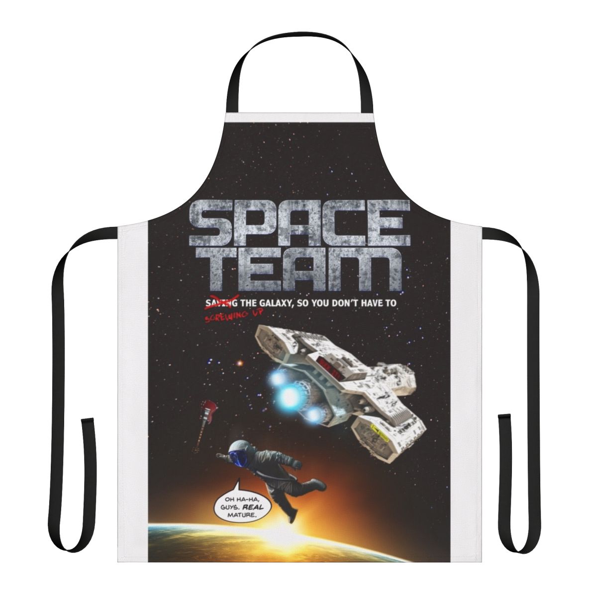 Astronaut-themed cooking apron with space team design
