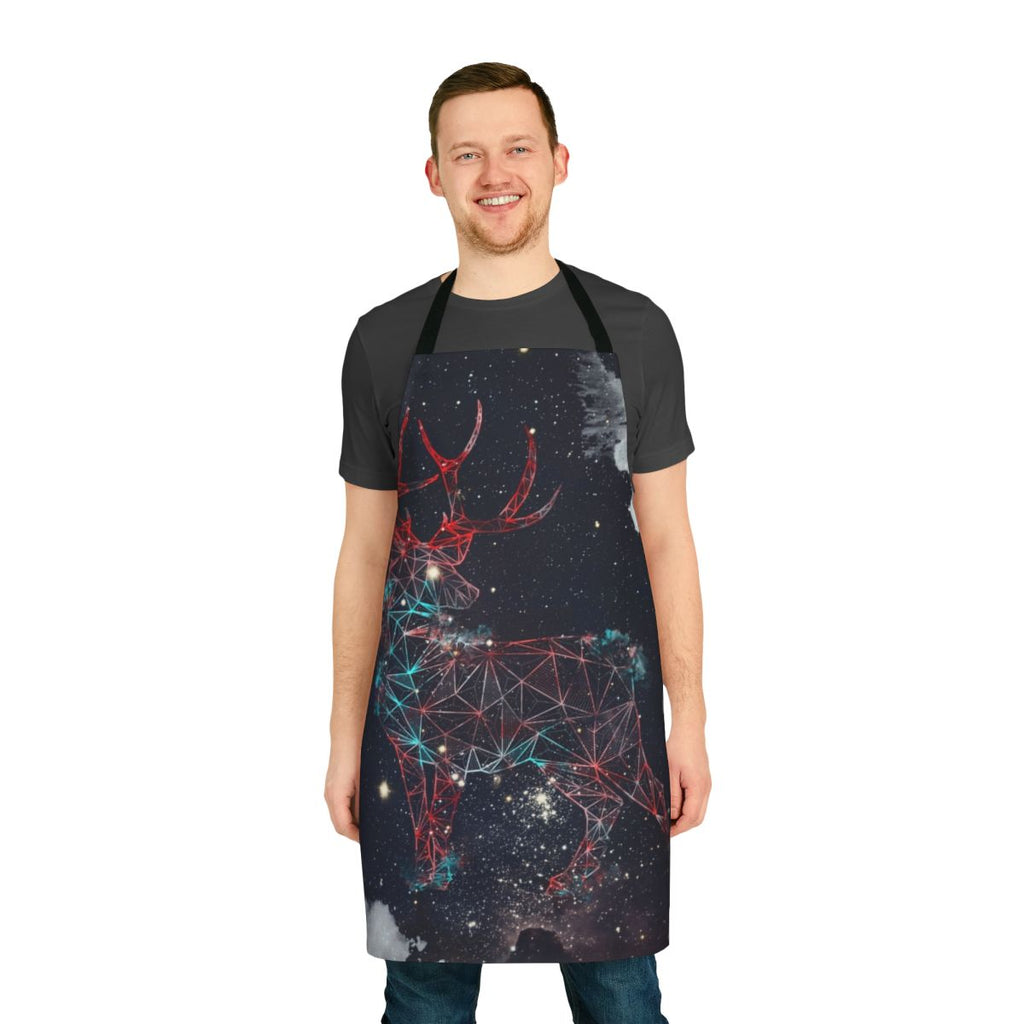 Celestial deer apron with a vibrant galaxy-inspired design
