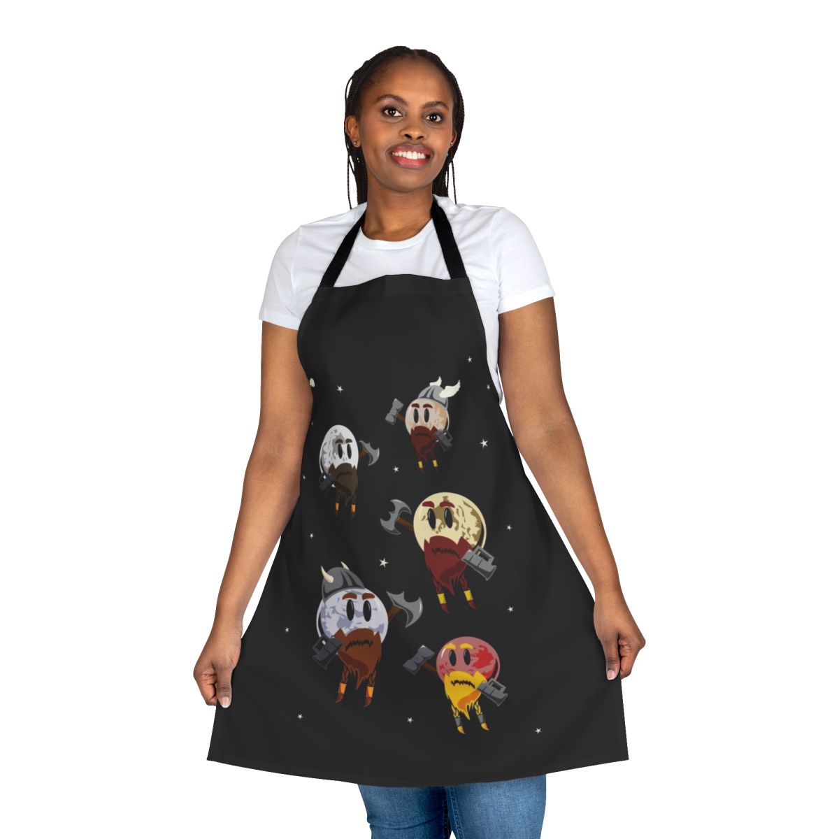 Apron featuring illustrated dwarf planets of our solar system