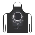 Cosmic Eclipse Apron featuring a dramatic black and white design with celestial elements like the moon, sun, and stars.