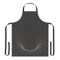 Stylish black and white apron with an abstract event horizon and cosmic design, perfect for science and space enthusiasts.