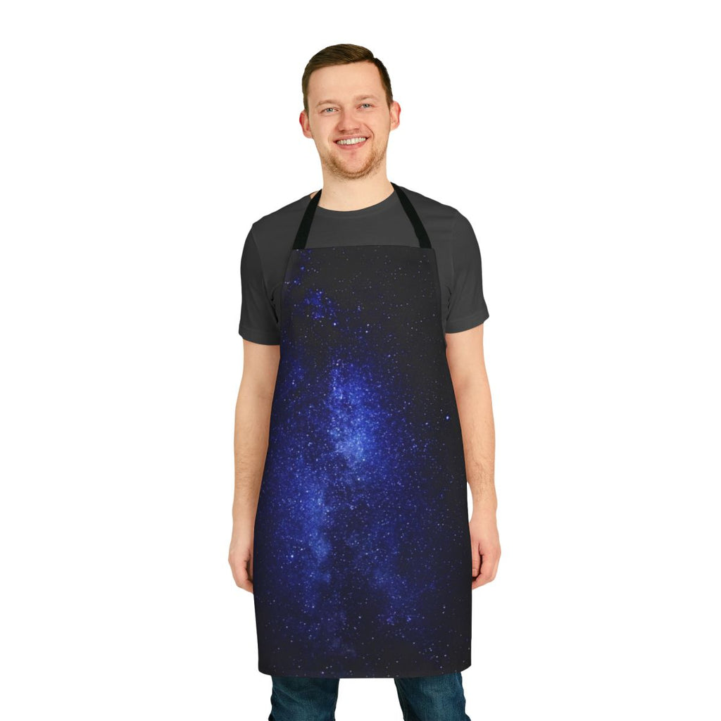 A high-quality apron featuring a stunning galaxy and starry night design.