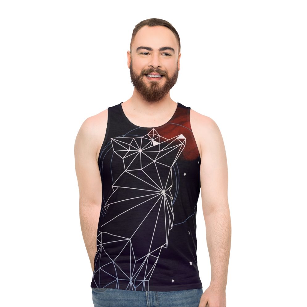 Cosmic galaxy unisex tank top with geometric watercolor design