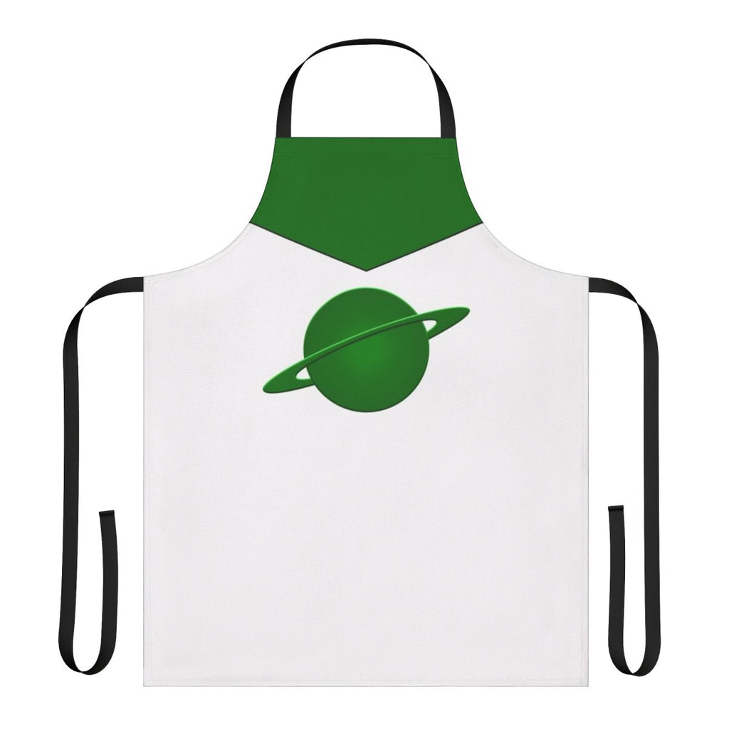 Green planet apron with space and sci-fi graphics