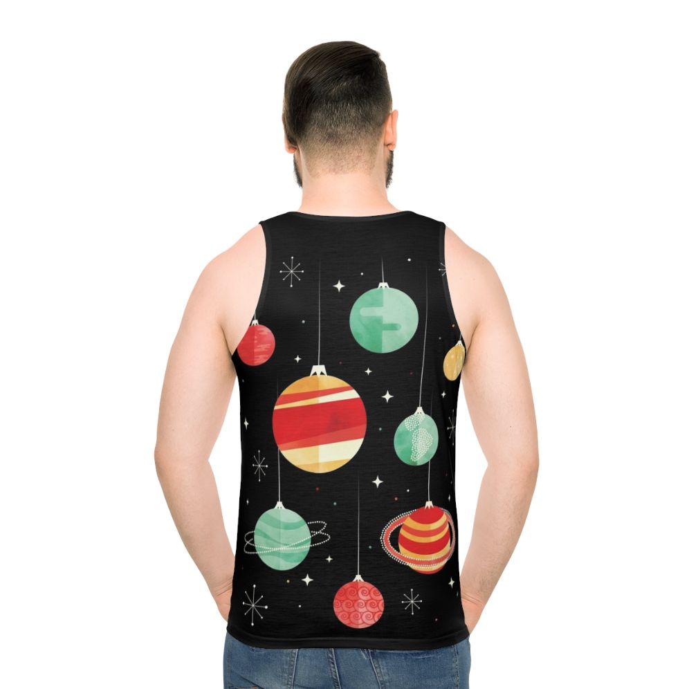 Unisex tank top with cosmic and holiday-inspired design