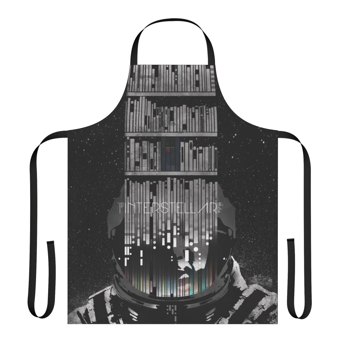 Interstellar movie poster inspired apron with a cosmic, space-themed design