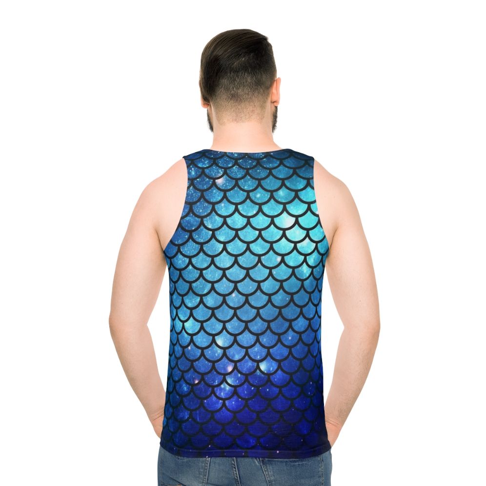 Mermaid-themed unisex tank top with galaxy print and ocean design