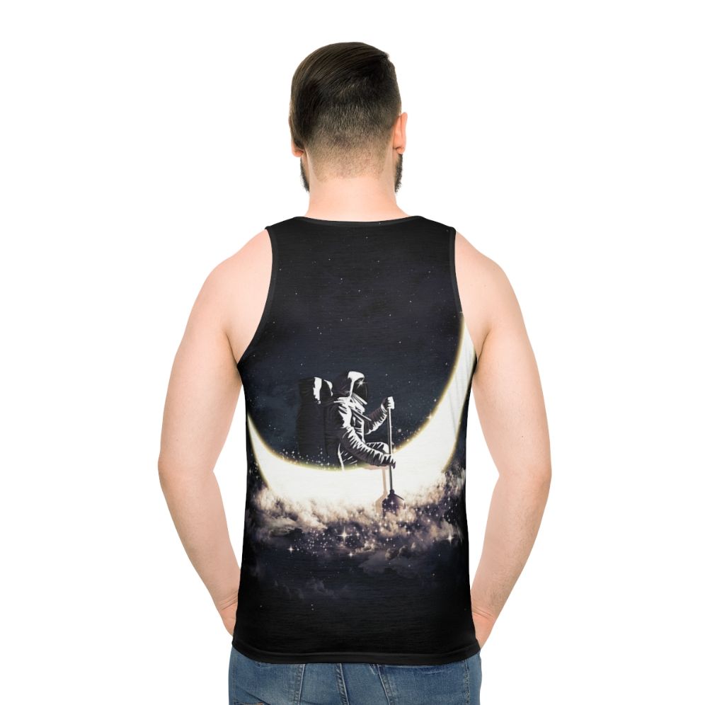 Cosmic moon sailing unisex tank top