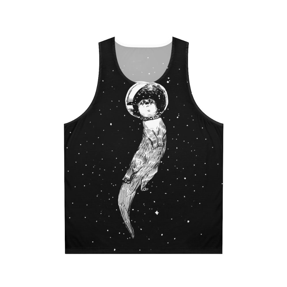 Unisex tank top with an otter drifting through outer space design