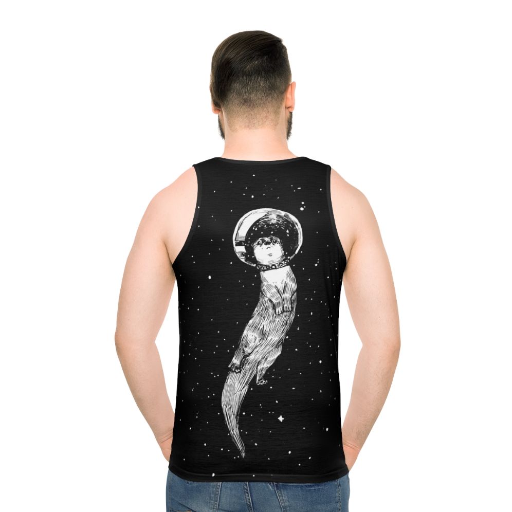 Unisex tank top with an otter drifting through outer space design